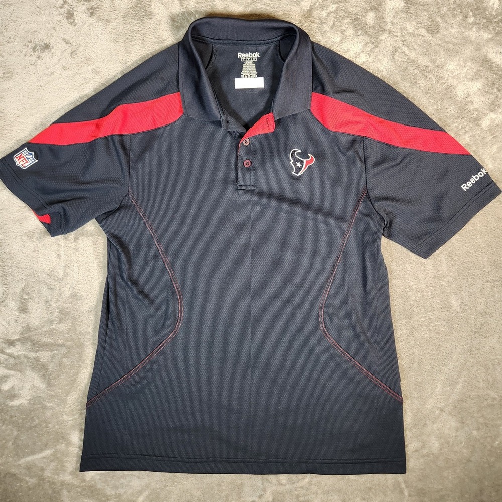 Houston Texans Polo Mens L Blue NFL Football‎ PlayDry 1214A 11 Reebok EUC